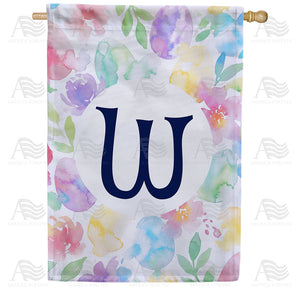 Watercolor Floral Monogram House Flag