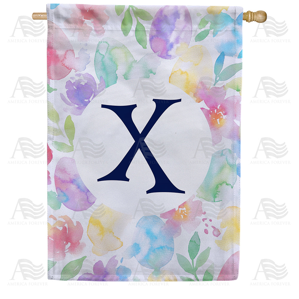 Watercolor Floral Monogram House Flag