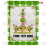 Personalized Spring Topiary with Pink Bows Double Sided House Flag
