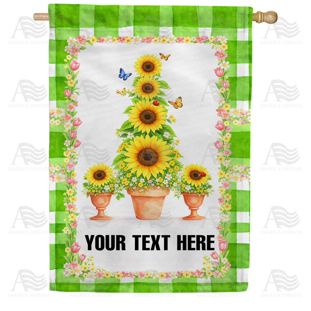 Personalized Sunflower Topiary Spring Double Sided House Flag