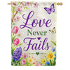America Forever Love Never Fails Spring Floral Butterflies House Flag