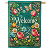 Welcome Spring Floral Butterflies House Flag