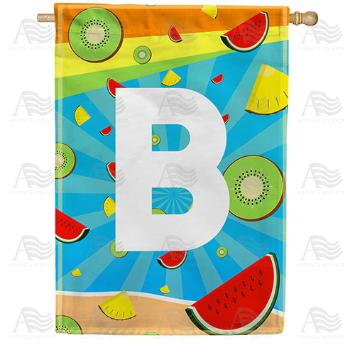 Summer Time Fruits Monogram Double Sided House Flag