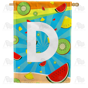 Summer Time Fruits Monogram Double Sided House Flag