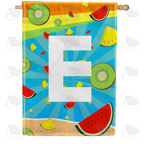 Summer Time Fruits Monogram Double Sided House Flag