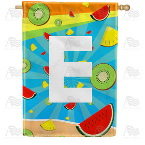 Summer Time Fruits Monogram Double Sided House Flag