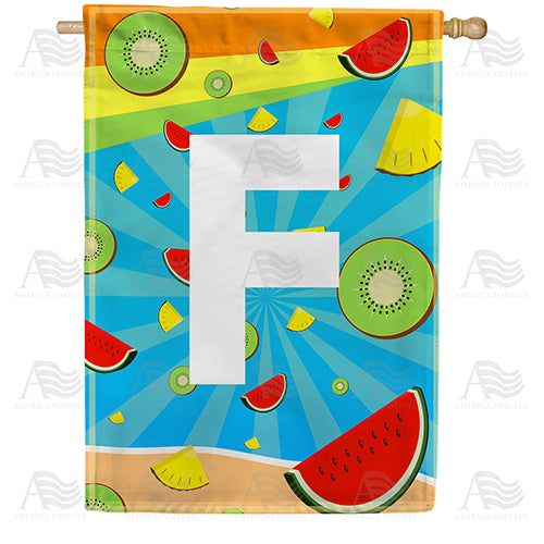 Summer Time Fruits Monogram Double Sided House Flag