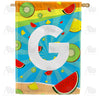 Summer Time Fruits Monogram Double Sided House Flag
