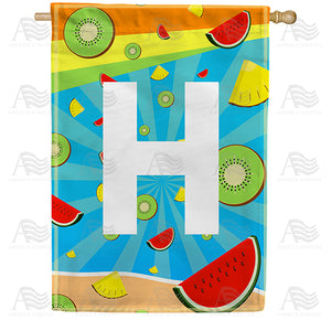 Summer Time Fruits Monogram Double Sided House Flag