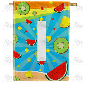 Summer Time Fruits Monogram Double Sided House Flag