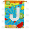 Summer Time Fruits Monogram Double Sided House Flag