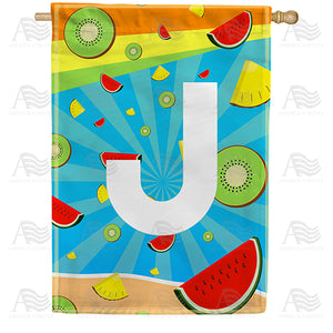 Summer Time Fruits Monogram Double Sided House Flag