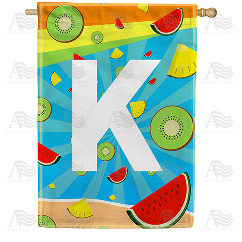 Summer Time Fruits Monogram Double Sided House Flag