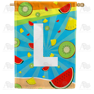 Summer Time Fruits Monogram Double Sided House Flag