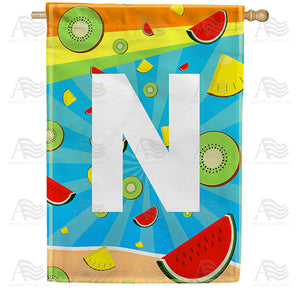 Summer Time Fruits Monogram Double Sided House Flag