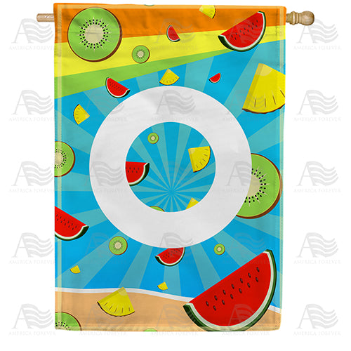 Summer Time Fruits Monogram Double Sided House Flag