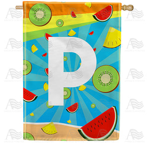Summer Time Fruits Monogram Double Sided House Flag