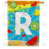 Summer Time Fruits Monogram Double Sided House Flag