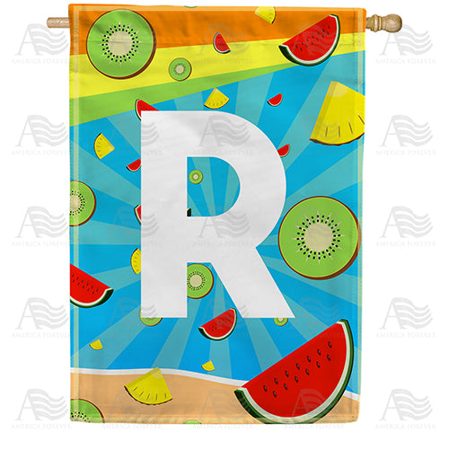 Summer Time Fruits Monogram Double Sided House Flag