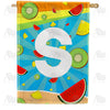 Summer Time Fruits Monogram Double Sided House Flag