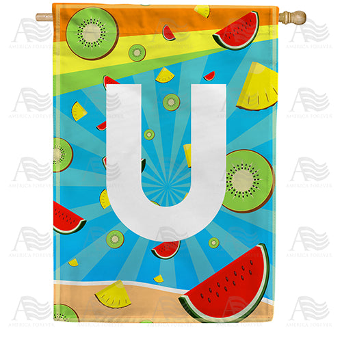 Summer Time Fruits Monogram Double Sided House Flag