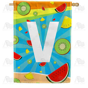 Summer Time Fruits Monogram Double Sided House Flag