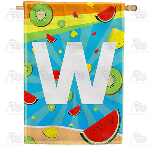 Summer Time Fruits Monogram Double Sided House Flag