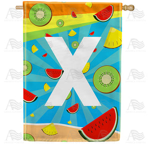 Summer Time Fruits Monogram Double Sided House Flag
