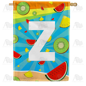 Summer Time Fruits Monogram Double Sided House Flag
