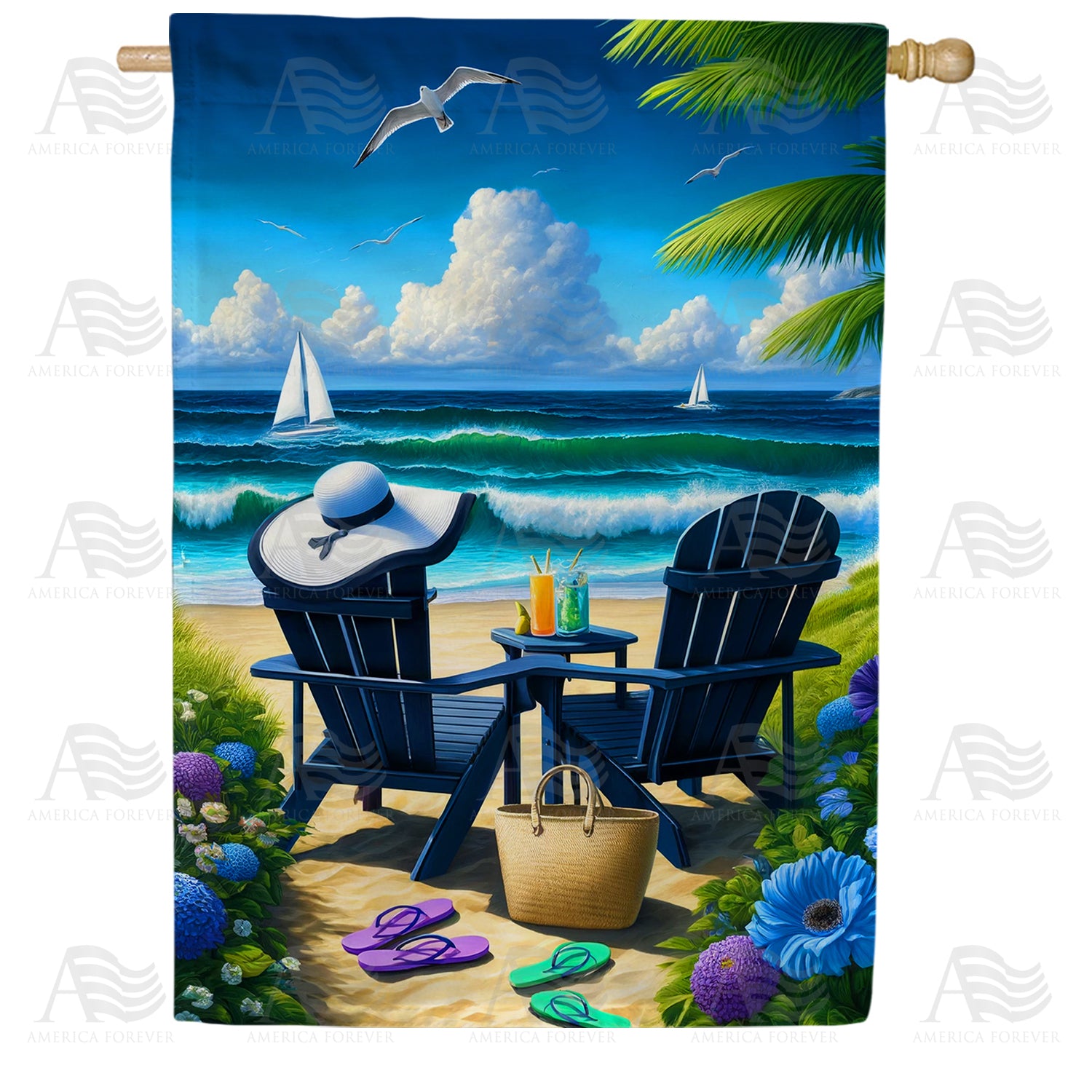 Seaside Summer Bliss Double Sided House Flag