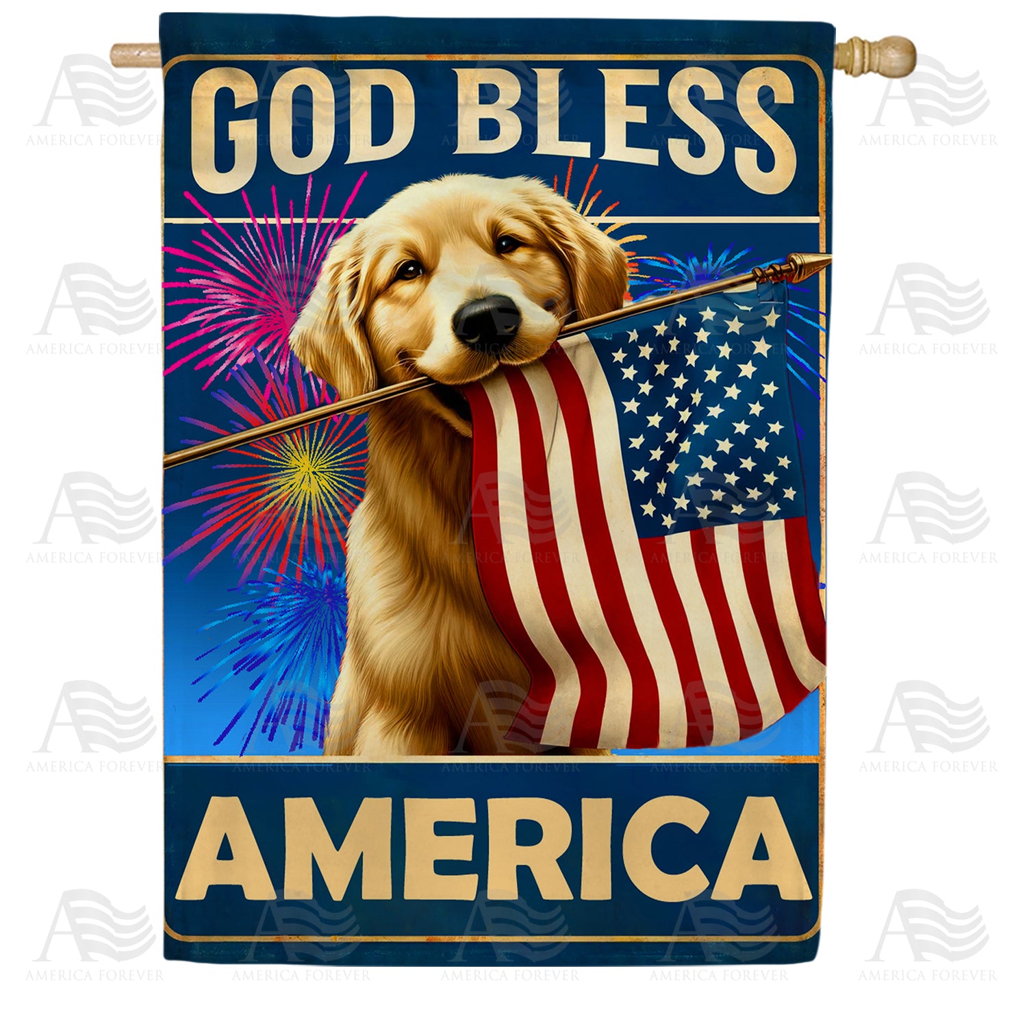 Patriotic Canine Salute Double Sided House Flag