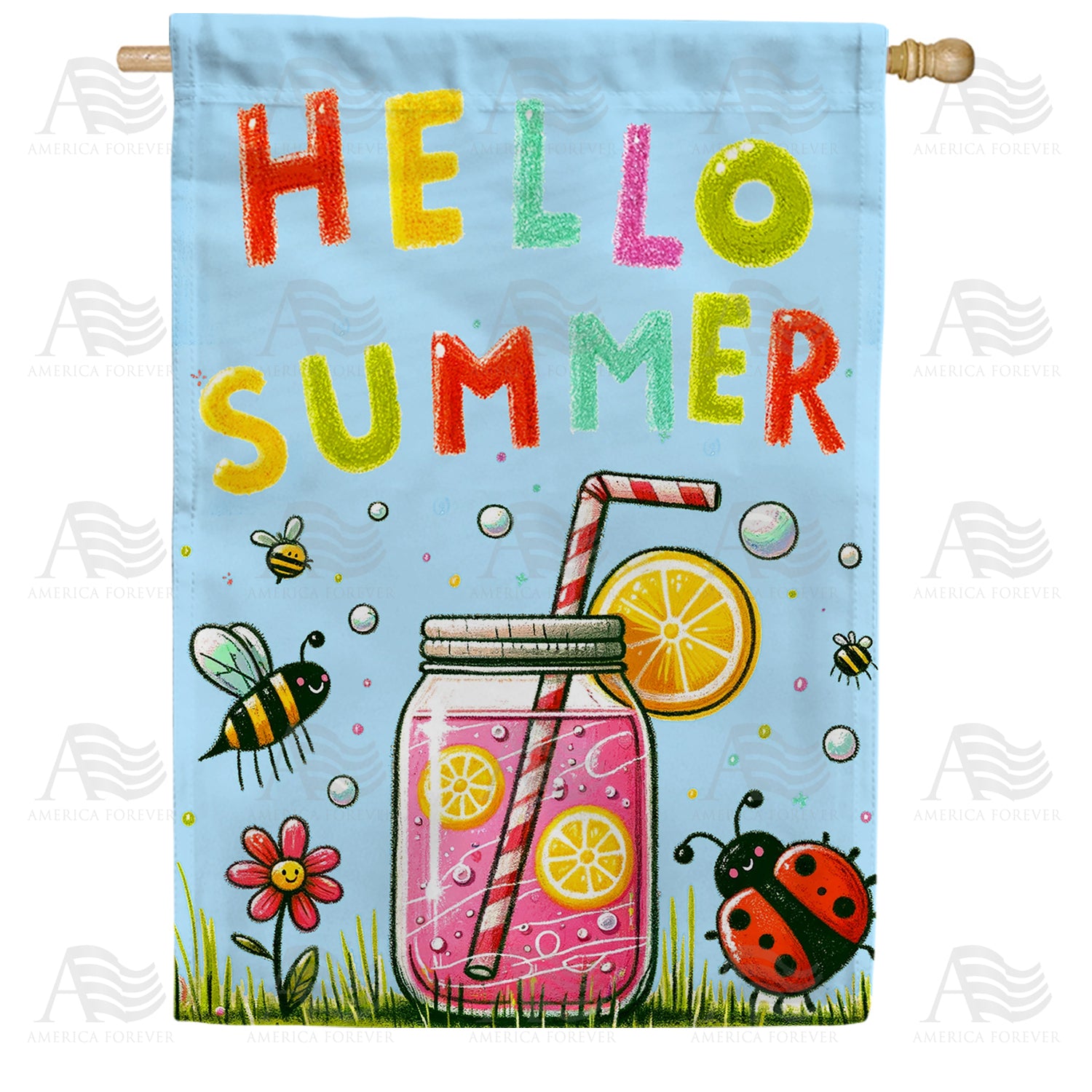 Summer Lemonade Buzz Double Sided House Flag