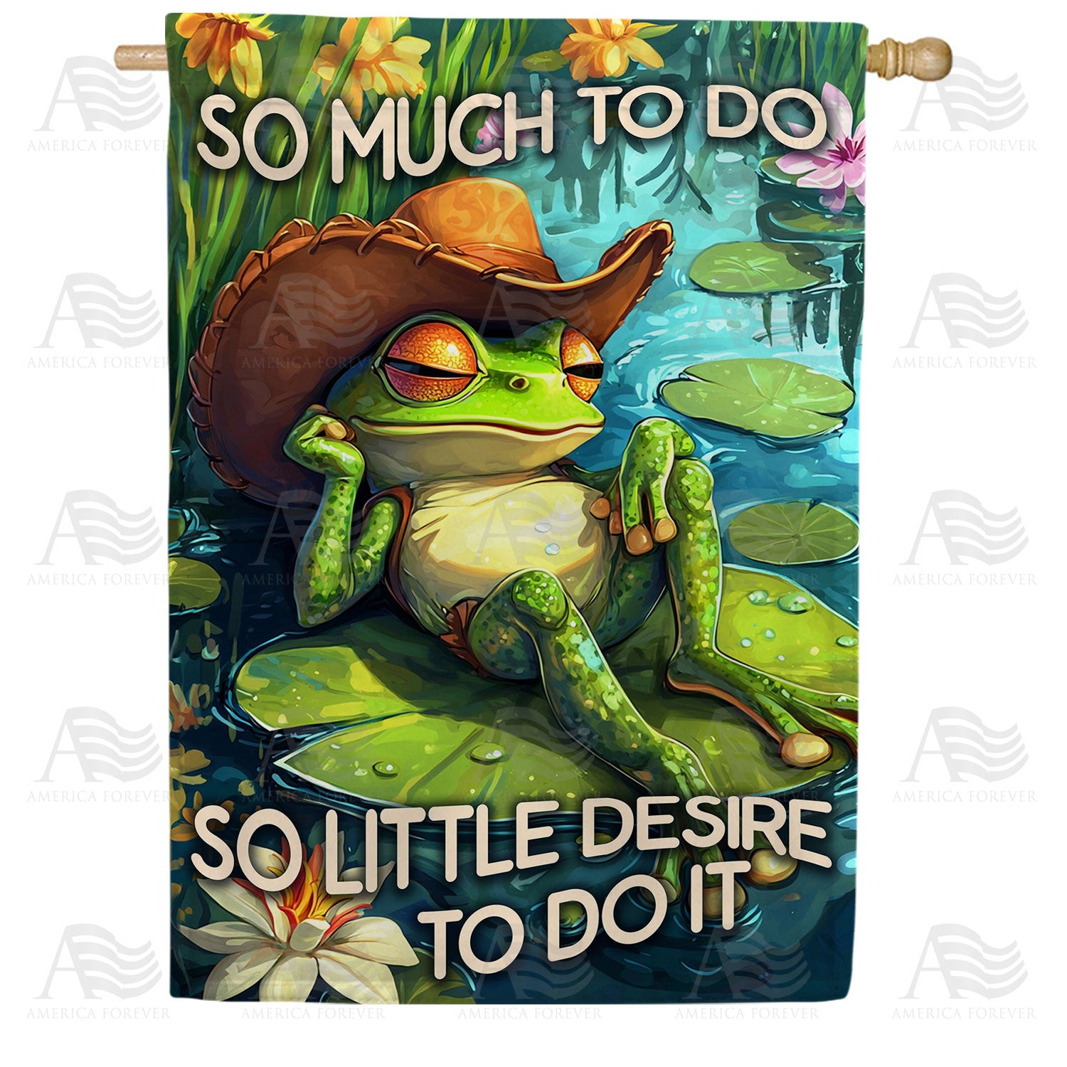 So Much To Do Frog Humor Double Sided House Flag