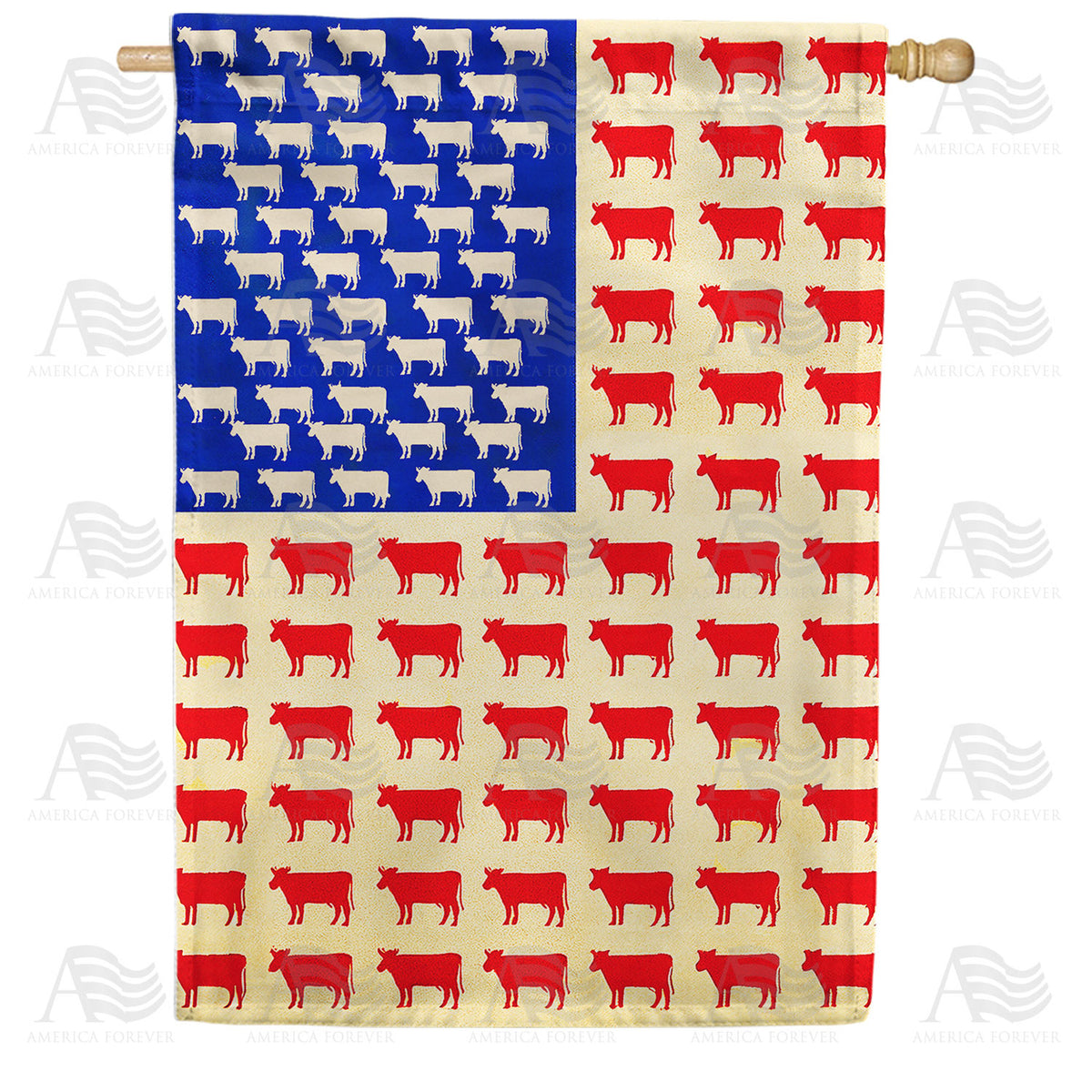 Patriotic Cow Flag Double Sided House Flag
