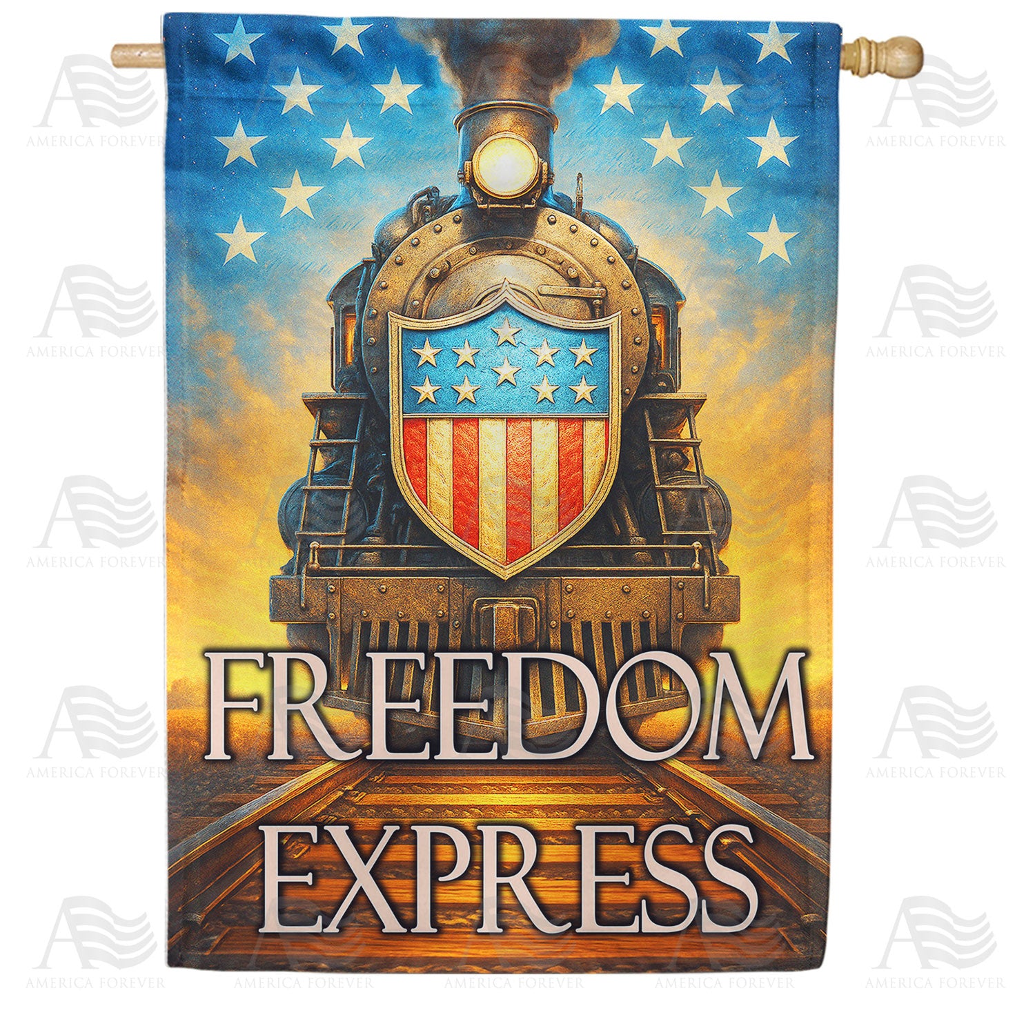 Freedom Express Patriotic Train Double Sided House Flag