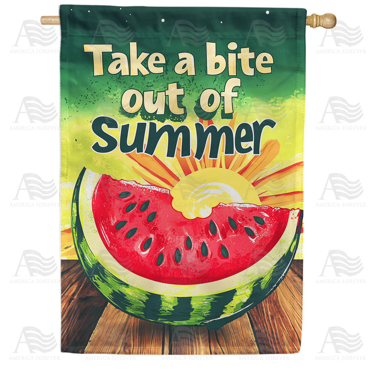 Take a Bite Out of Summer Watermelon Double Sided House Flag