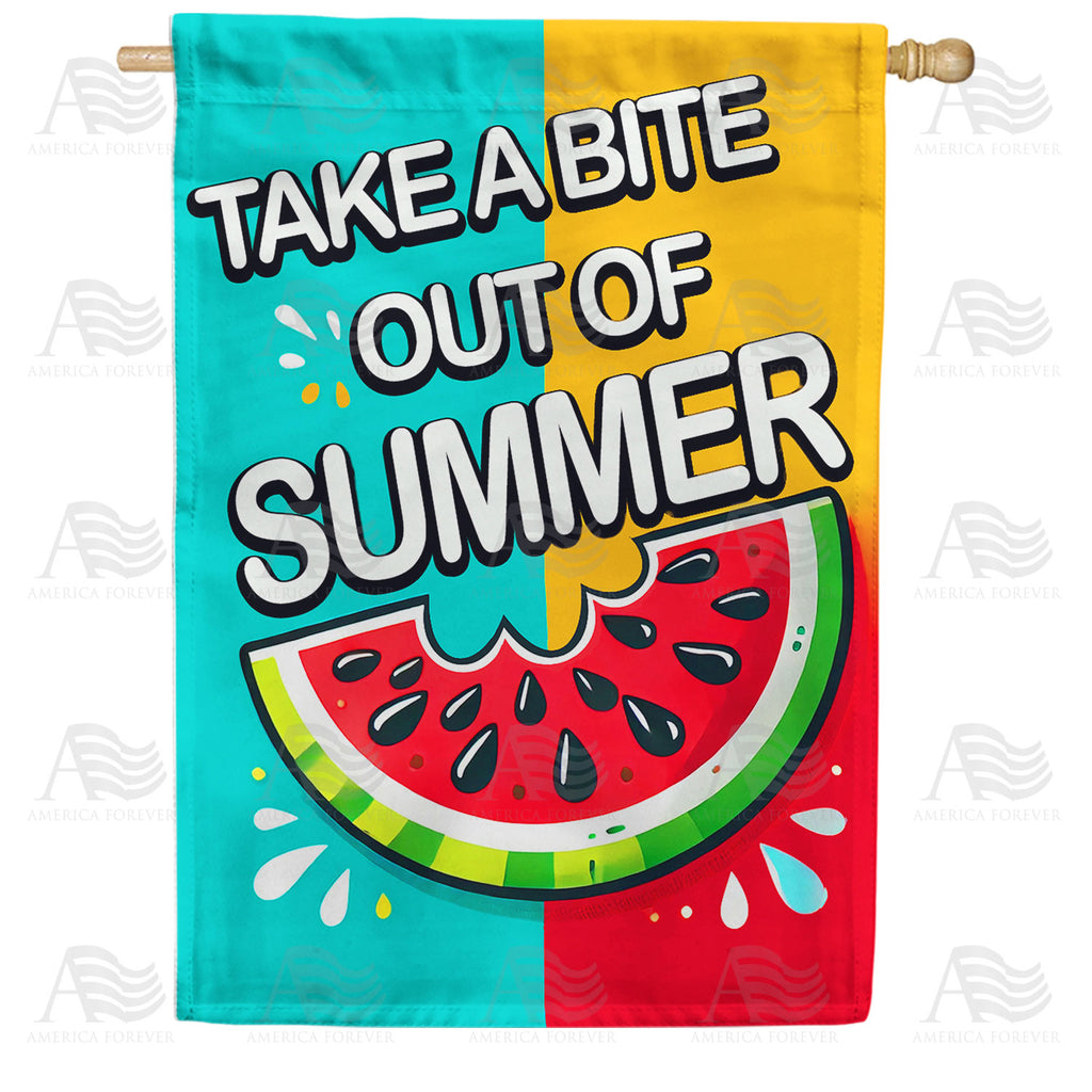 Take a Bite Out of Summer Modern Watermelon Double Sided House Flag