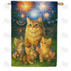 Patriotic Cats Fireworks Fourth of July House Flag