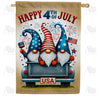 Happy 4th of July Patriotic Gnomes House Flag