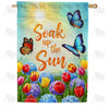 Soak Up The Sun Butterflies Flowers House Flag