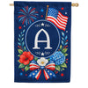 Floral Fireworks Patriotic Monogram House Flag