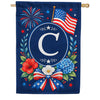 Floral Fireworks Patriotic Monogram House Flag