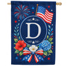 Floral Fireworks Patriotic Monogram House Flag