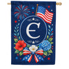 Floral Fireworks Patriotic Monogram House Flag