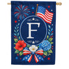 Floral Fireworks Patriotic Monogram House Flag