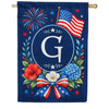 Floral Fireworks Patriotic Monogram House Flag