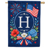 Floral Fireworks Patriotic Monogram House Flag
