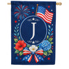 Floral Fireworks Patriotic Monogram House Flag
