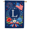 Floral Fireworks Patriotic Monogram House Flag