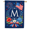 Floral Fireworks Patriotic Monogram House Flag